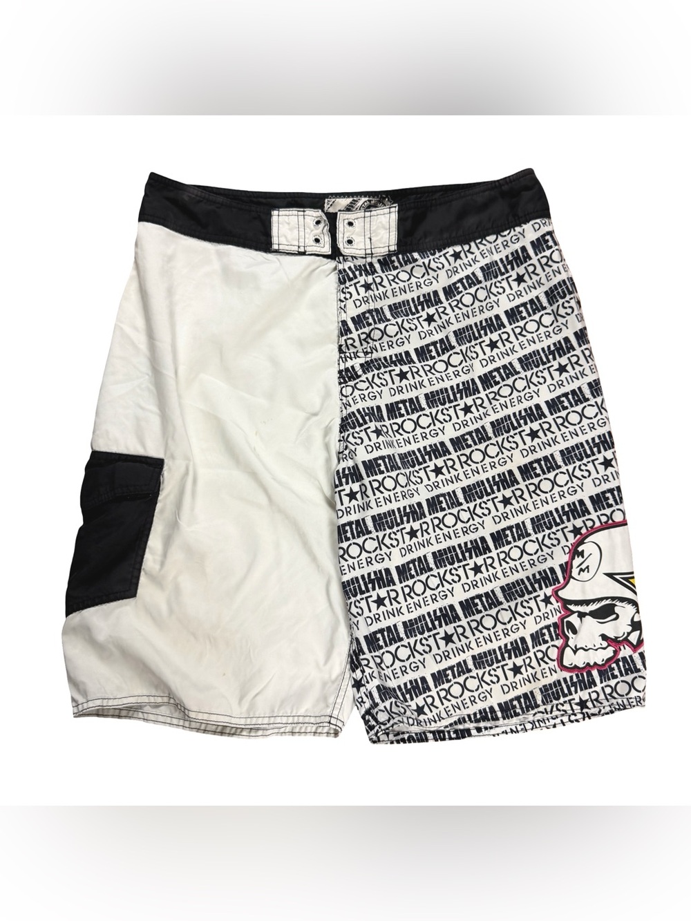 Mens Y2K Metal Mulisha X Rockstar Energy Surf Style Board Shorts Size 34